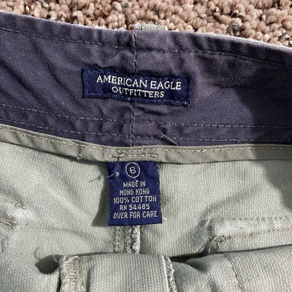 VTG 90s Y2K AMERICAN EAGLE Carpenter Short 6 Mid Rise Denim Utility Grunge Green - Picture 4 of 7